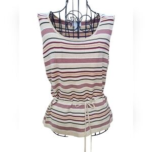 LOFT Silk Blend Cream Sleeveless Tie Tank Top